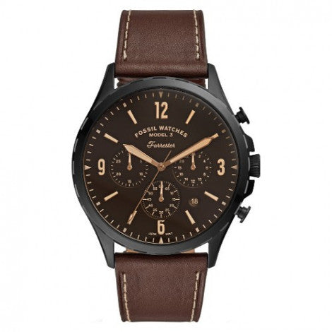 Buy Men's Chronograph Quartz Forrester Brown Leather Strap Black Dial 46Mm Watch in Pakistan