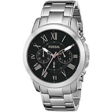 Buy Fossil Men's Chronograph Silver Stainless Steel Black Dial 44mm Watch FS4994 in Pakistan