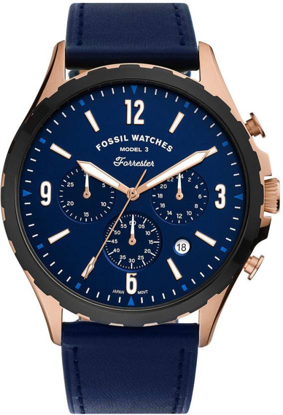 Buy Men's Chronograph Quartz Forrester Blue Leather Strap Blue Dial 46Mm Watch in Pakistan