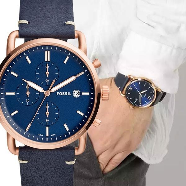 Buy The Commuter Chronograph Blue Dial Navy Leather Watch For Men in Pakistan