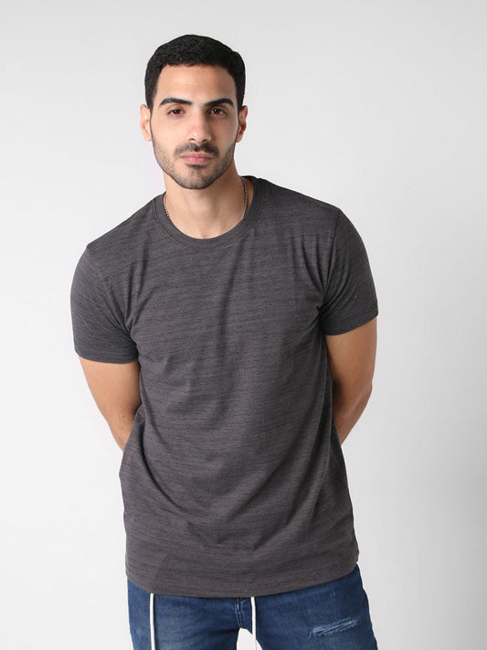 Buy Unisex Plain Crew Neck Short Sleeve T-Shirt - Grey in Pakistan