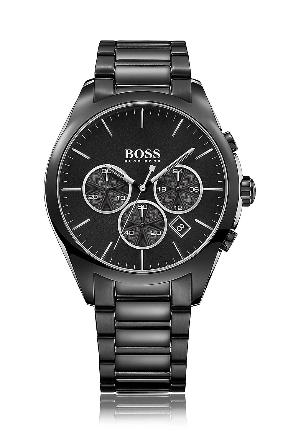 Buy Hugo Boss Mens Chronograph Quartz Onyx Stainless Steel Black Dial 46mm Watch - 1513365 in Pakistan