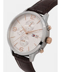 Buy Tommy Hilfiger Mens Quartz Brown Leather Strap White Dial 42mm Watch - 1710360 in Pakistan