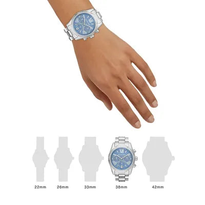 Buy Michael Kors Womens Quartz Lexington Silver Stainless Steel Blue Dial 38mm Watch - Mk7215 in Pakistan