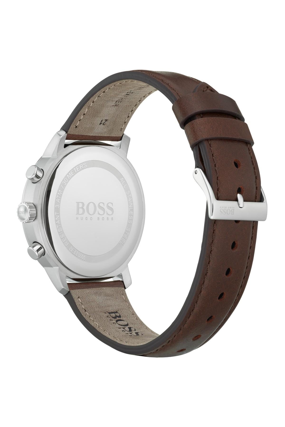 Buy Hugo Boss Mens Quartz Brown Leather Strap Blue Dial 42mm Watch - 1513606 in Pakistan