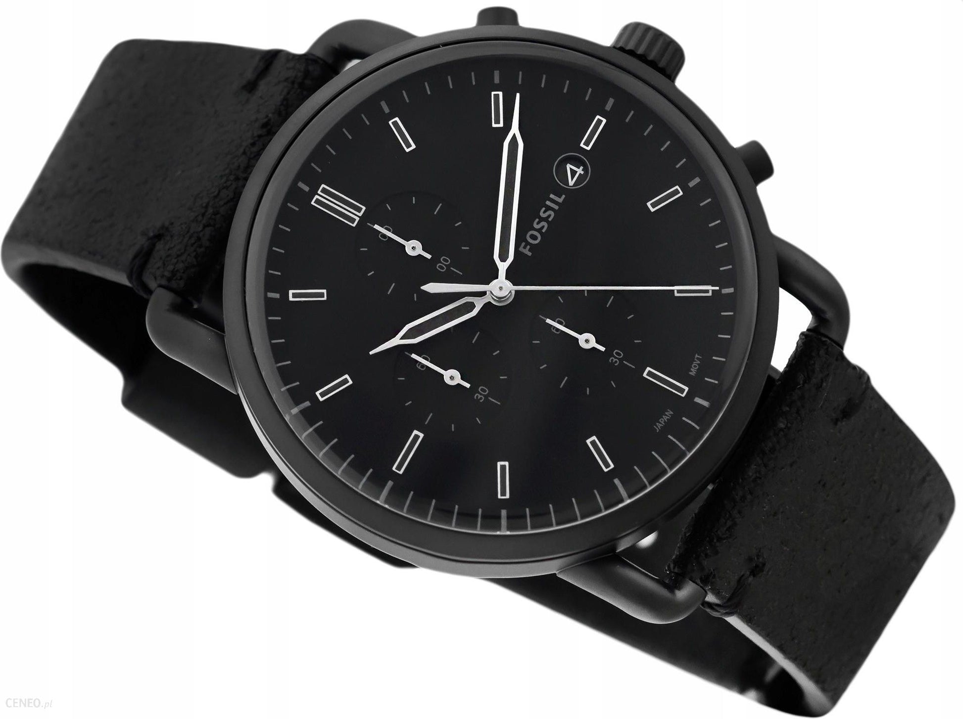 Buy Men's Quartz Commuter Black Leather Strap Black Dial 43Mm Watch in Pakistan