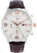 Buy Tommy Hilfiger Mens Quartz Brown Leather Strap White Dial 42mm Watch - 1710360 in Pakistan