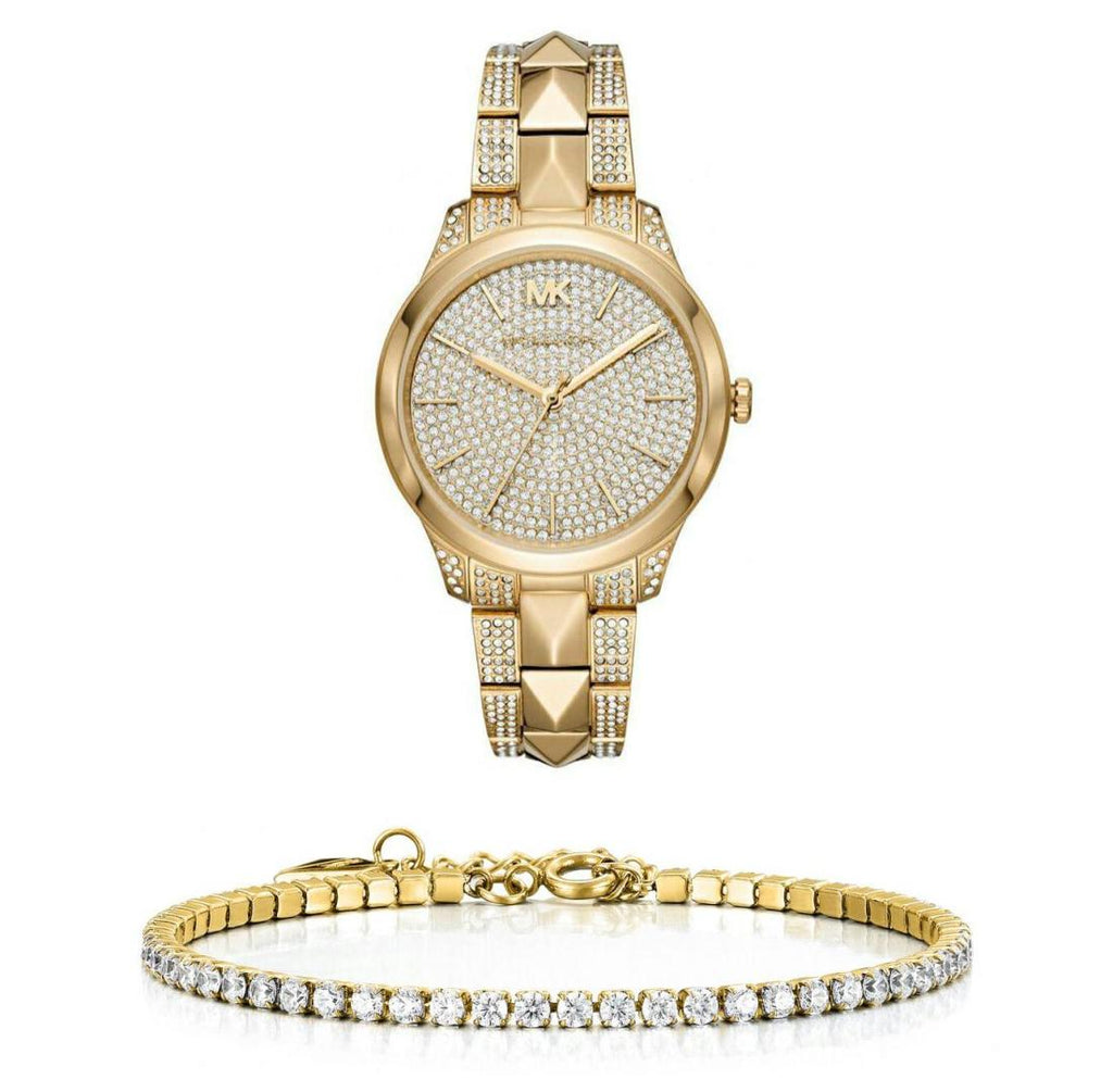 Michael Kors Womens Quartz Runway Mercer Stainless Steel Gold Dial