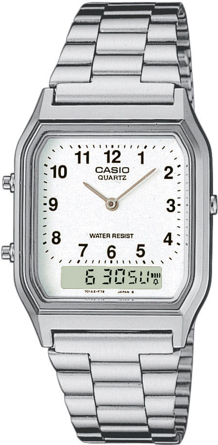 Buy Casio Analog Digital Stainless Steel White Dial Watch for Men - AQ-230A-7B in Pakistan