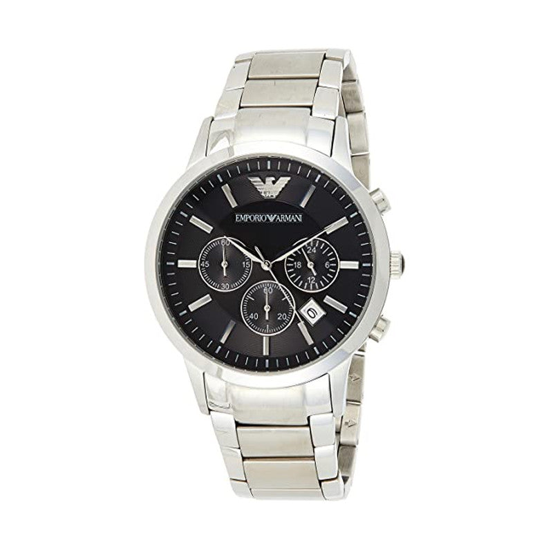 Buy Emporio Armani Classic Silver Stainless Steel Black Dial Chronograph Quartz Watch for Gents – AR2434 in Pakistan