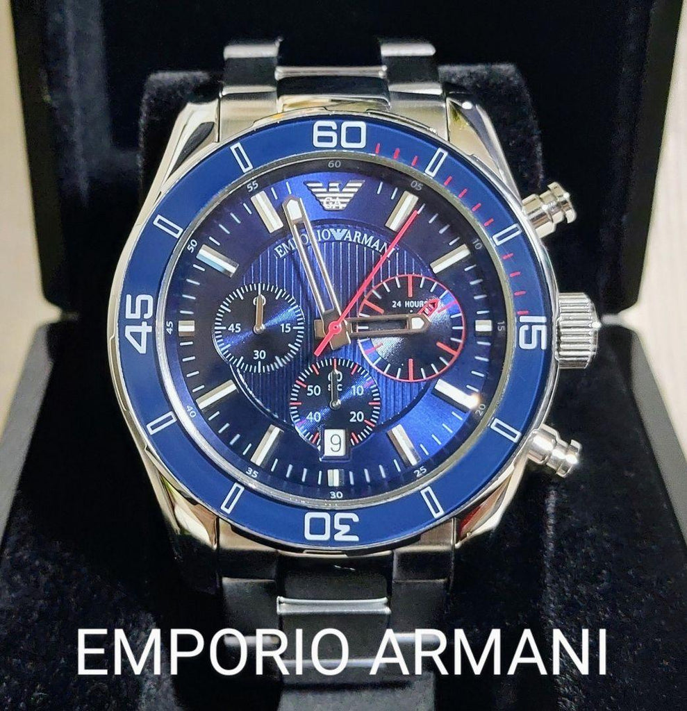 Buy Emporio Armani Men’s Chronograph Stainless Steel Blue Dial 45mm Watch - AR5933 in Pakistan
