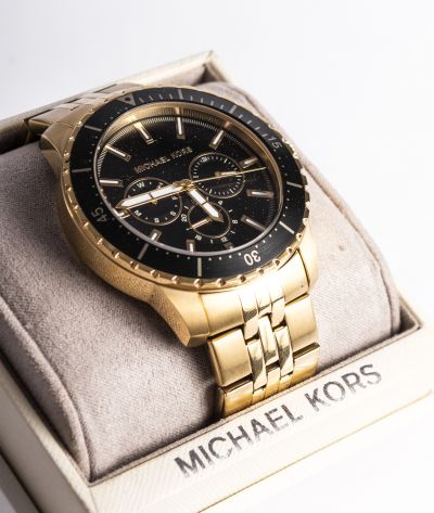 Buy Michael Kors Mens Multifunctional Gold Stainless Steel Black Dial 44mm Watch - Mk7154 in Pakistan