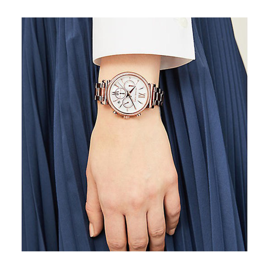 Buy Michael Kors Womens Quartz Sofie Rose Gold Stainless Steel Mother Of Pearl Dial 39mm Watch - Mk6576 in Pakistan