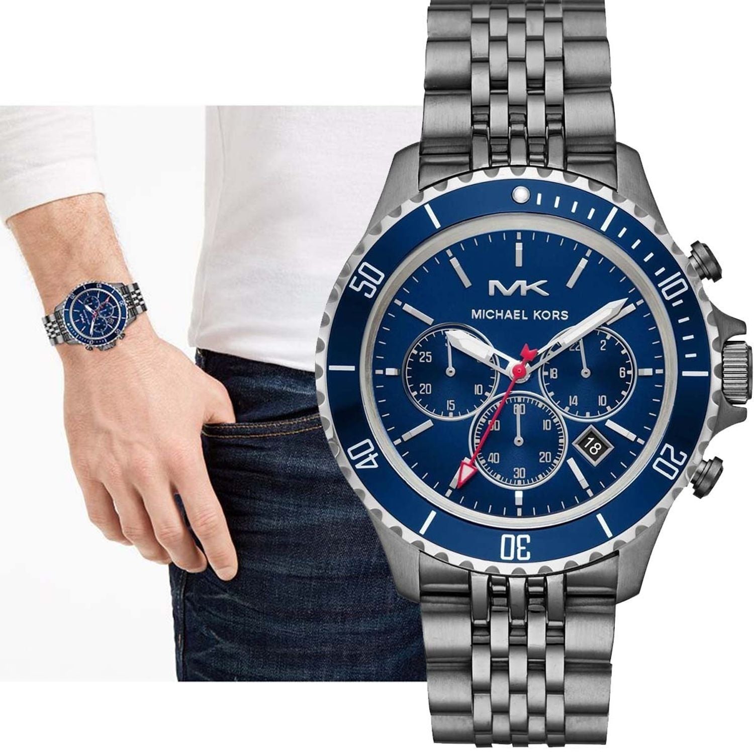 Buy Michael Kors Men’s Quartz Stainless Steel Blue Dial 44mm Watch - MK8727 in Pakistan