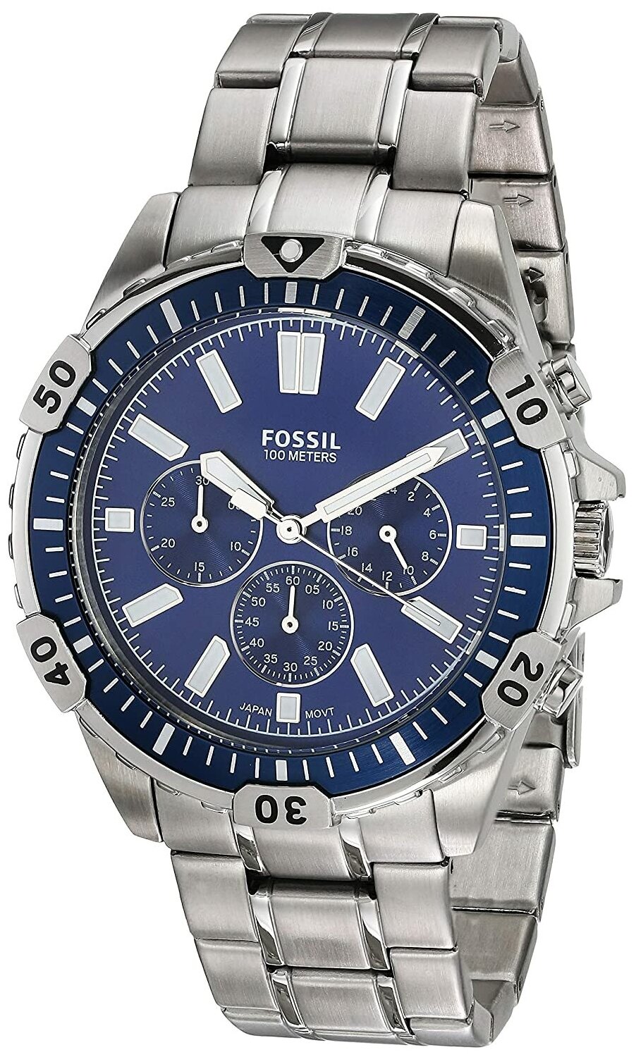 Buy Fossil Men's Chronograph Quartz Silver Stainless Steel Blue Dial 44mm Watch FS5623 in Pakistan