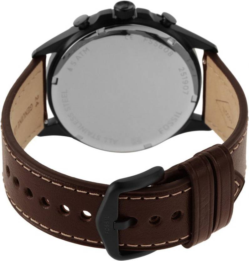 Buy Men's Chronograph Quartz Forrester Brown Leather Strap Black Dial 46Mm Watch in Pakistan