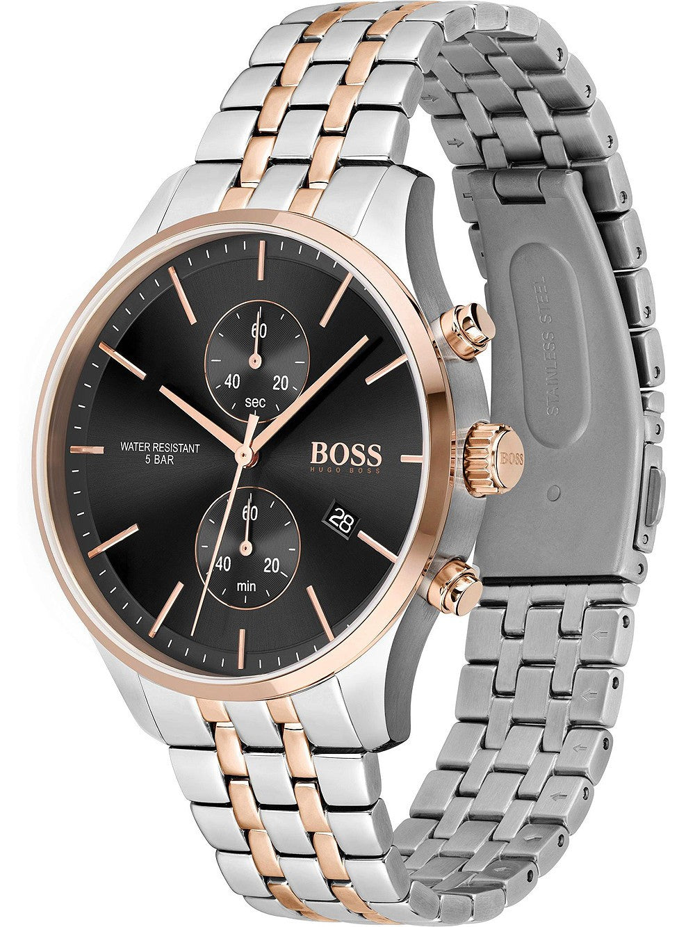 Buy Hugo Boss Mens Chronograph Associate Stainless Steel Black Dial 42mm Watch - 1513840 in Pakistan