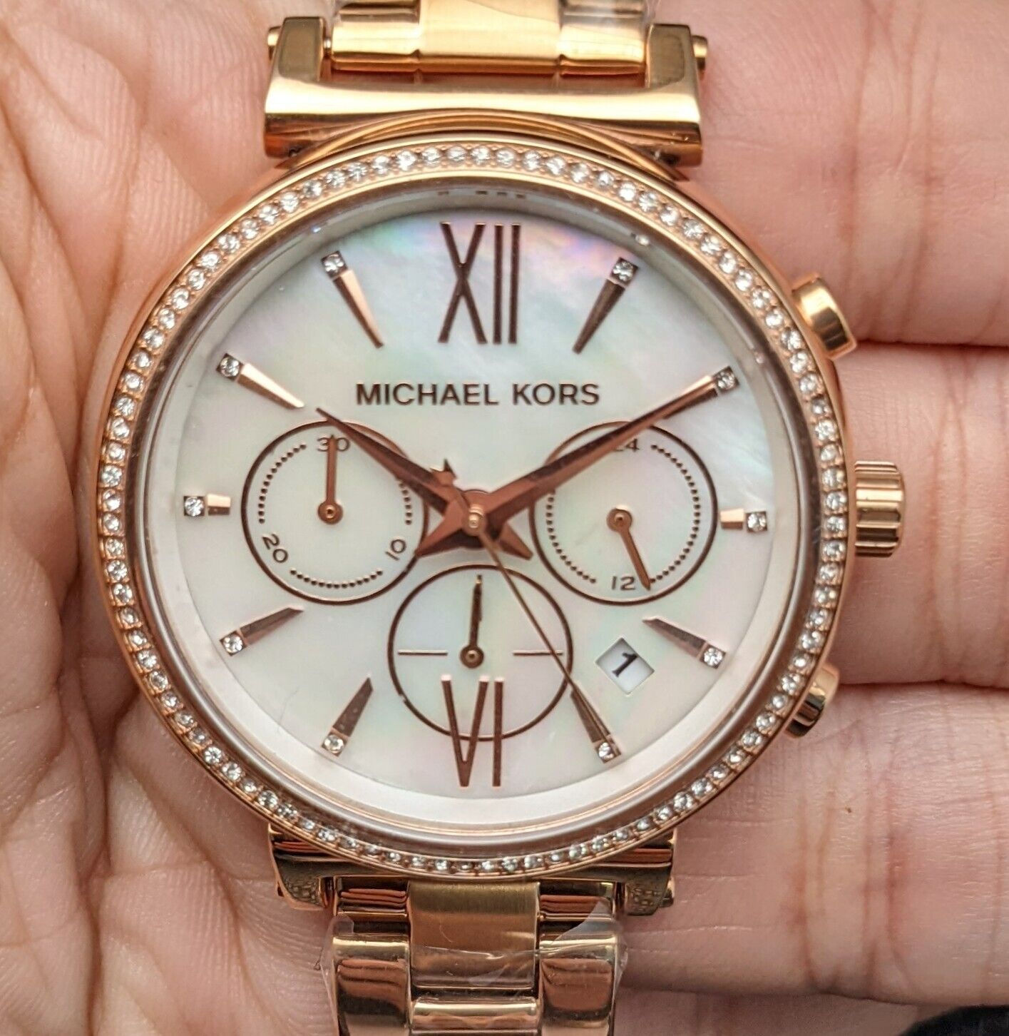 Buy Michael Kors Womens Quartz Sofie Rose Gold Stainless Steel Mother Of Pearl Dial 39mm Watch - Mk6576 in Pakistan