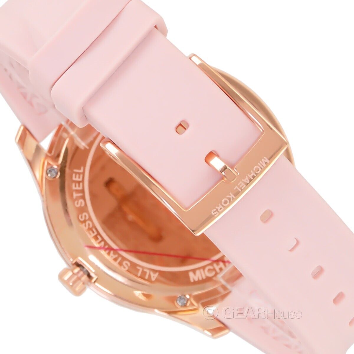 Buy Michael Kors Womens Quartz Runway Pink Silicone Strap Rose Crystal Pave Dial 40mm Watch - Mk6854 in Pakistan