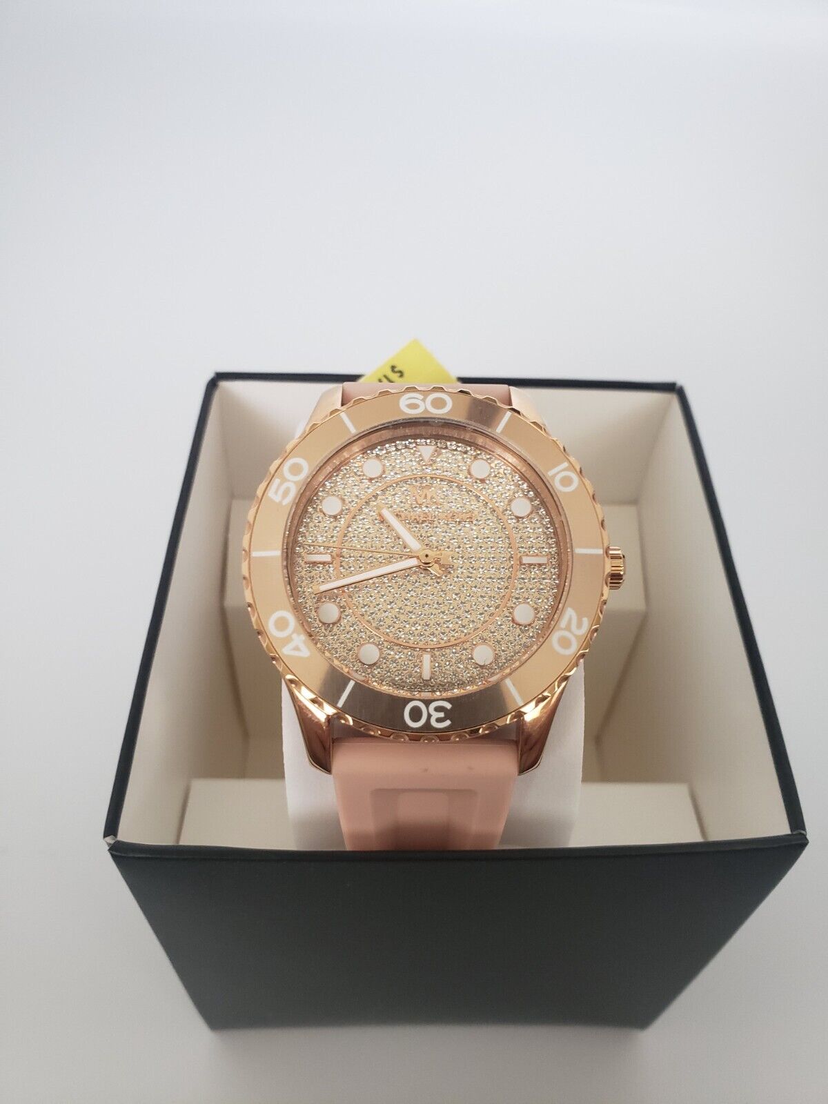 Buy Michael Kors Womens Quartz Runway Pink Silicone Strap Rose Crystal Pave Dial 40mm Watch - Mk6854 in Pakistan