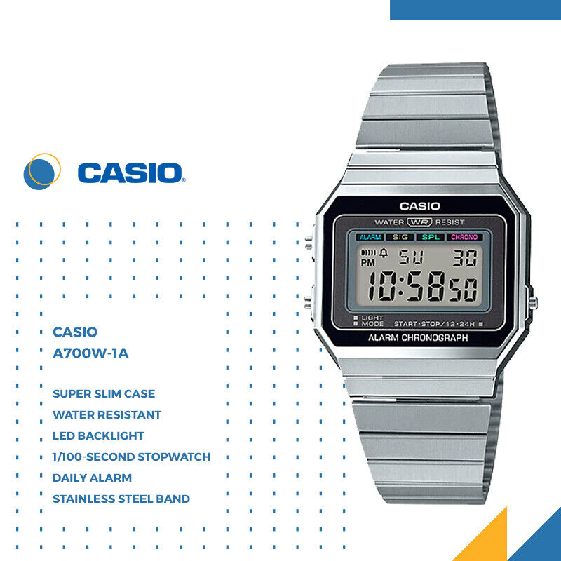 Buy Casio Silver Vintage Youth Wrist Watch for Men - A-700W-1A in Pakistan