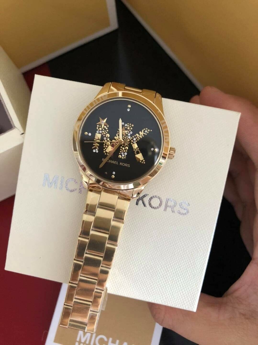 Buy Michael Kors Womens Quartz Runway Gold Stainless Steel Black Dial 38mm Watch - Mk6682 in Pakistan