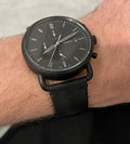 Buy Men's Quartz Commuter Black Leather Strap Black Dial 43Mm Watch in Pakistan