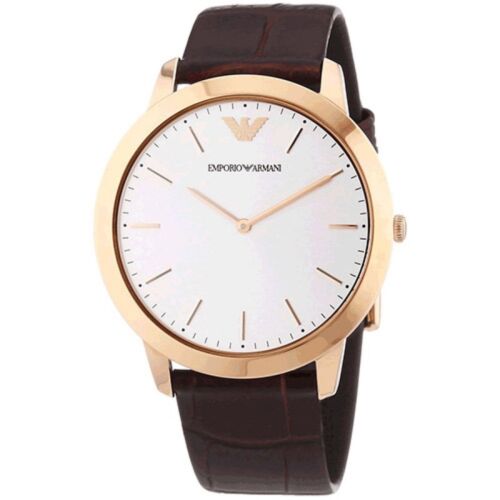 Buy Emporio Armani Quartz Brown Leather Strap Silver Dial 42mm Watch for Men - Ar1743 in Pakistan