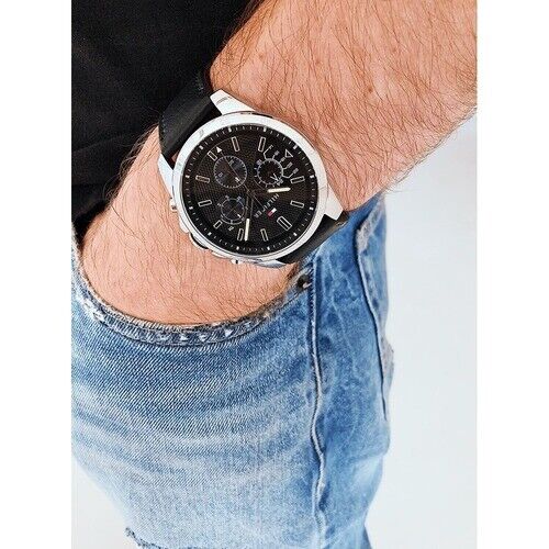 Buy Tommy Hilfiger Quartz Leather Strap Black Dial 46mm Watch for Men - 1791563 in Pakistan