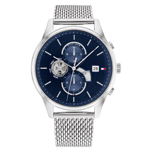 Buy Tommy Hilfiger Mens Quartz Silver Stainless Steel Blue Dial 44mm Watch - 1710504 in Pakistan