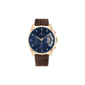 Buy Tommy Hilfiger Mens Quartz Brown Leather Strap Blue Dial 44mm Watch - 1710453 in Pakistan