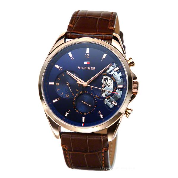 Buy Tommy Hilfiger Mens Quartz Brown Leather Strap Blue Dial 44mm Watch - 1710453 in Pakistan