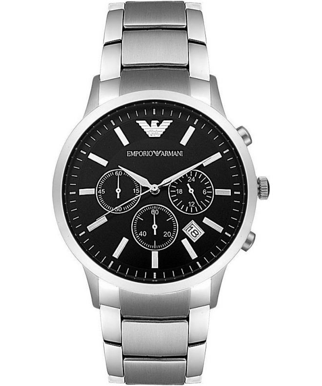 Buy Emporio Armani Classic Silver Stainless Steel Black Dial Chronograph Quartz Watch for Gents – AR2434 in Pakistan