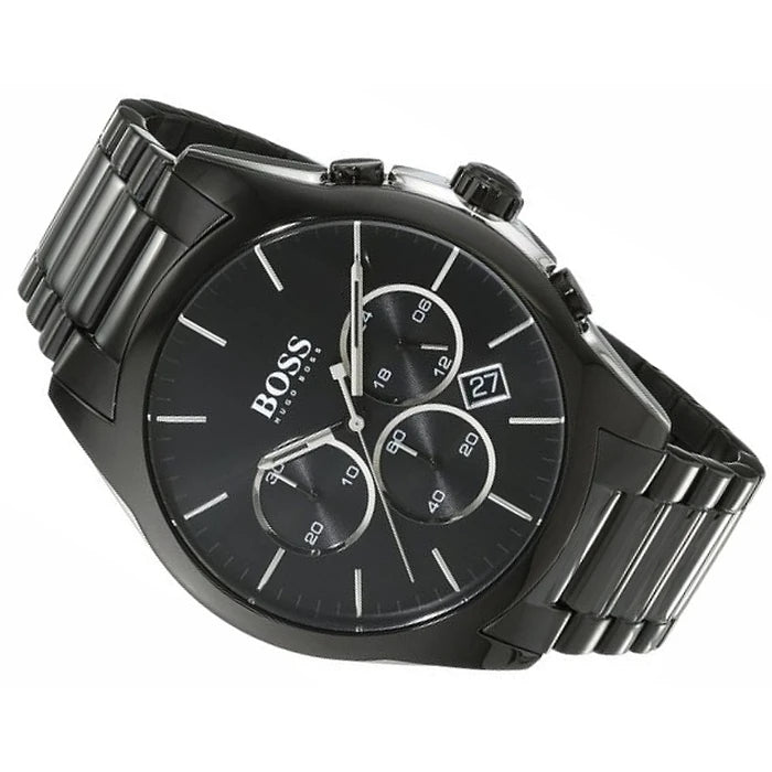 Buy Hugo Boss Mens Chronograph Quartz Onyx Stainless Steel Black Dial 46mm Watch - 1513365 in Pakistan